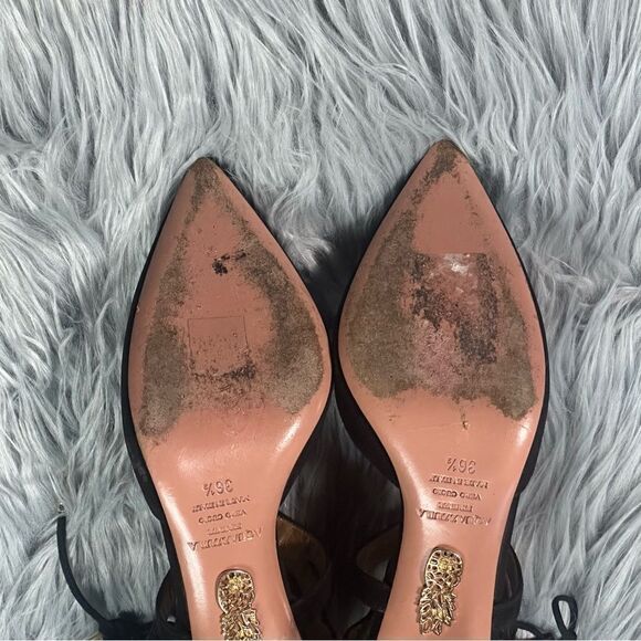 Aquazzura Black Lace-Up Stiletto Heels - Picture 8 of 11